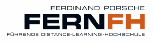 Logo der Ferdinand Porsche FERNFH mit dem Claim "Führende Distance-Learning-Hochschule"
